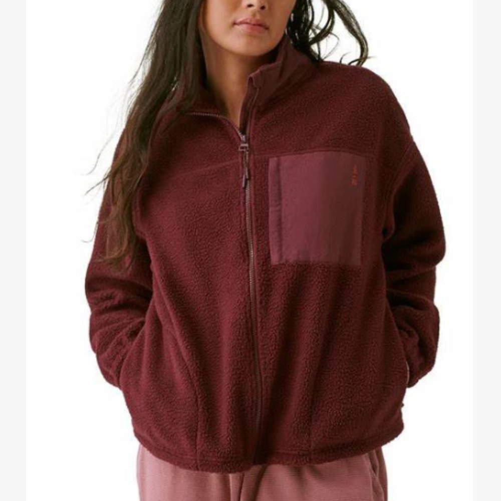 NWT Women's Coastal Sherpa Full-Zip Drawstring-Waist Jacket - Fig - Size XS
